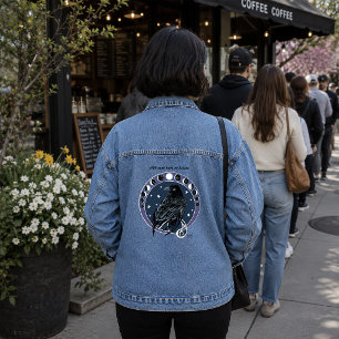 Mystieke Raven Maanfasen Hemelachtige Nachtelijke Denim Jacket