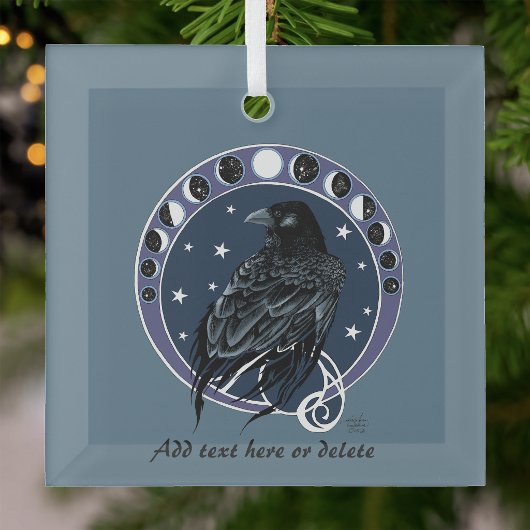Mystieke Raven Maanfasen Hemelachtige Nachtelijke Glas Ornament