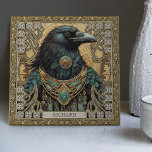 Mystieke Raven Spirit Gepersonaliseerde Tribal Tegeltje<br><div class="desc">Begin aan een mystieke reis met onze "Mystical Raven Spirit" keramische tegel. Het ontwerp is voorzien van een majestueuze Raven, schitterend met tribale juwelen, gevangen in perfecte symmetrische harmonie. De kleuren zijn rijk en geruststellend, met tinten van donkergroen, bruin, goud en donkere aquamarijn, en ze creëer doen denken aan een...</div>