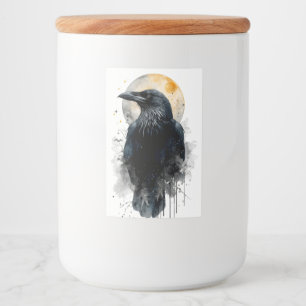 Mystieke Raven Waterverf Kunst Gothische Maan Kr Voedselcontainer Etiket