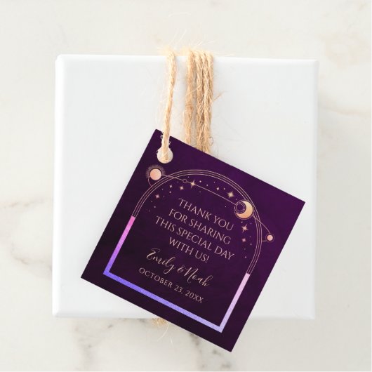 Mystieke Regenboog Diepe Pruim Zon Maan Sterren Br Bedankjes Labels (In situ)