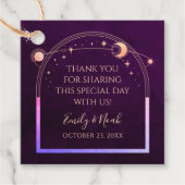 Mystieke Regenboog Diepe Pruim Zon Maan Sterren Br Bedankjes Labels (Voorkant)