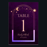 Mystieke Regenboog Diepe Pruim Zon Maan Sterren Br Kaart<br><div class="desc">Mystical Rainbow Deep Plum Sun Moon Astronomy Wedding Table Numbers heeft een regenboogkleurige zon, maan en sterren lijst op een diepe pruimenachtergrond. Binnen is uw aangepaste bruiloft uitnodiging informatie. Personaliseer door de tekst in de tekstvakken te bewerken. OPMERKING: Pas de tabelnummers een voor een aan en voeg het afzonderlijk toe...</div>