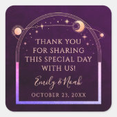 Mystieke Regenboog Diepe Pruim Zon Maan Sterren Br Vierkante Sticker (Voorkant)