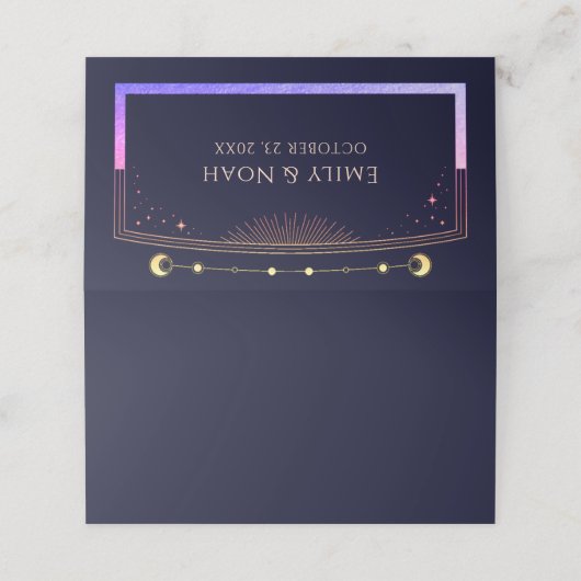 Mystieke Regenboog Marine Blauwe Zon Maan Sterren Plaatskaartje (Buitenkant ongevouwen)