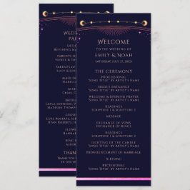 Mystieke Regenboog Marine Blauwe Zon Maan Sterren  Programmakaart