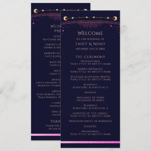 Mystieke Regenboog Marine Blauwe Zon Maan Sterren  Programmakaart