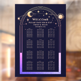 Mystieke Regenboog Marine Blauwe Zon Maan Sterren  Raamsticker