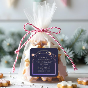 Mystieke Regenboog Marine Blauwe Zon Maan Sterren  Vierkante Sticker