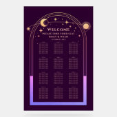 Mystieke regenboog pruim zon maan sterren bruiloft acryl bord (Voorkant)