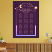 Mystieke regenboog pruim zon maan sterren bruiloft canvas afdruk (Insitu (Woonkamer))