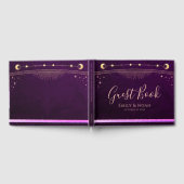 Mystieke regenboog pruim zon maan sterren bruiloft gastenboek (Volledig)