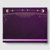 Mystieke regenboog pruim zon maan sterren bruiloft gastenboek (Achterkant)