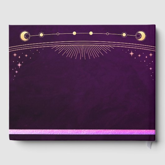 Mystieke regenboog pruim zon maan sterren bruiloft gastenboek (Achterkant)