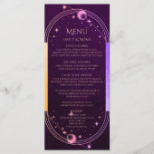 Mystieke regenboog pruim zon maan sterren bruiloft menu (Voorkant)