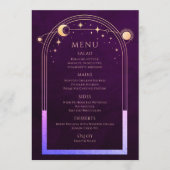 Mystieke regenboog pruim zon maan sterren bruiloft menu (Voorkant)