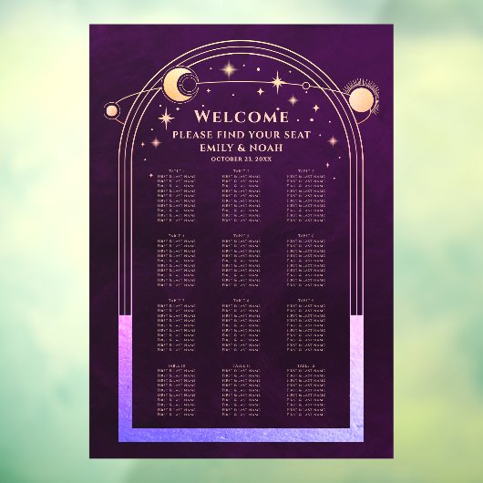 Mystieke regenboog pruim zon maan sterren bruiloft raamsticker (Vel 3)