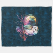 Mystieke Regenboog Uil en Volle Maan Celestial Fleece Deken (Voorkant (Horizontaal))