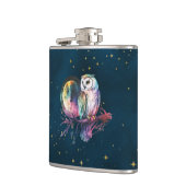 Mystieke Regenboog Uil en Volle Maan Celestial Heupfles (Links)