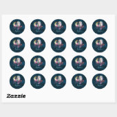 Mystieke Regenboog Uil en Volle Maan Celestial Ronde Sticker (Vel)