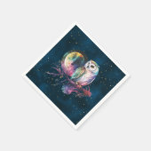 Mystieke Regenboog Uil en Volle Maan Celestial Servet (Hoek)