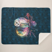 Mystieke Regenboog Uil en Volle Maan Celestial Sherpa Deken (Voorkant (horizontaal))