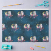 Mystieke Regenboog Uil en Volle Maan Celestial Tissuepapier (Craft)