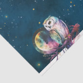 Mystieke Regenboog Uil en Volle Maan Celestial Tissuepapier (Detail)