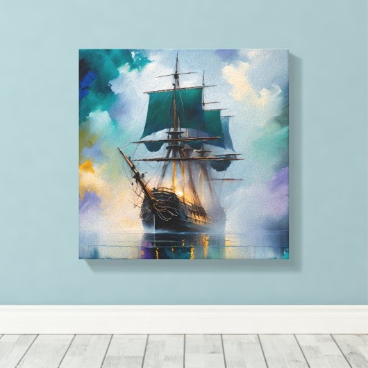 Mystieke Reis: Abstract Schip Canvas Afdruk (Insitu (Houten vloer))