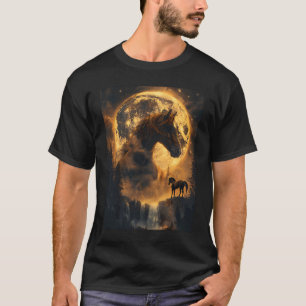 Mystieke Retro Majestueuze Paard Spirit Dier Maan T-shirt