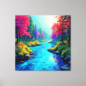 Mystieke Rivier Dromerig Bos Pad Ontwerp Canvas Afdruk (Voorkant)