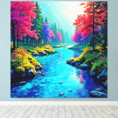 Mystieke Rivier Dromerig Bos Pad Ontwerp Canvas Afdruk (Insitu (Houten vloer))