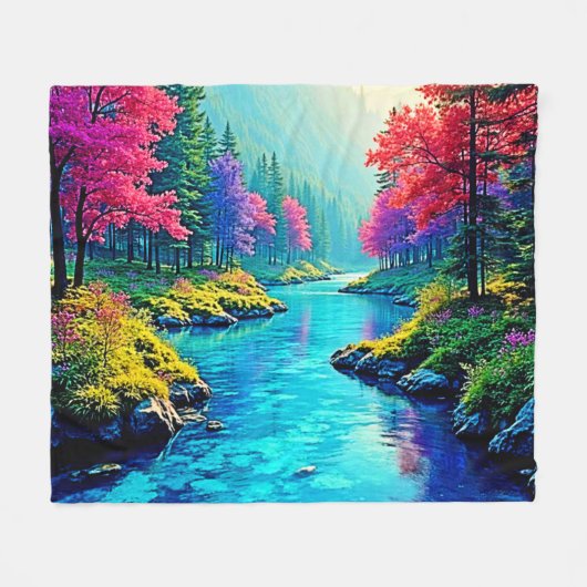 Mystieke Rivier Dromerig Bos Pad Ontwerp Fleece Deken (Voorkant (Horizontaal))