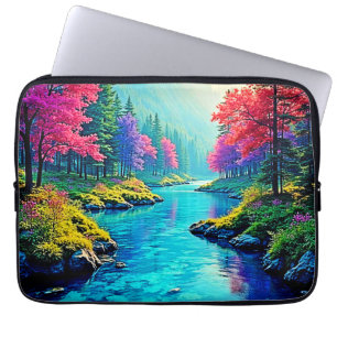 Mystieke Rivier Dromerig Bos Pad Ontwerp Laptop Sleeve