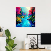Mystieke Rivier Dromerig Bos Pad Ontwerp Poster (Thuiskantoor)