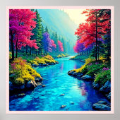 Mystieke Rivier Dromerig Bos Pad Ontwerp Poster (Voorkant)