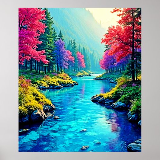 Mystieke Rivier Dromerig Bos Pad Ontwerp Poster (Voorkant)