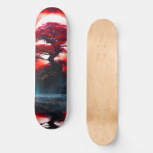 Mystieke rode boom onder volle maan persoonlijk skateboard (Voorkant)