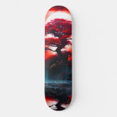 Mystieke rode boom onder volle maan persoonlijk skateboard (Voorkant)