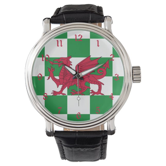 Mystieke Rode Keltische Draak Vlag van Wales Horloge (Voorkant)