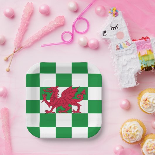 Mystieke Rode Keltische Draak Vlag van Wales Papieren Bordje (Feest)