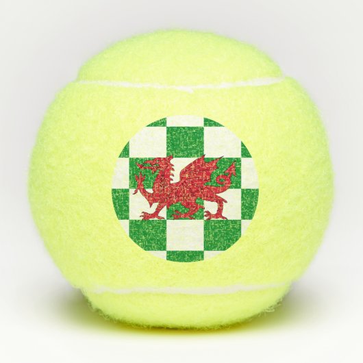 Mystieke Rode Keltische Draak Vlag van Wales Tennisballen (Voorkant)