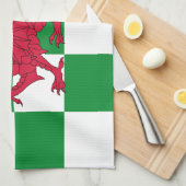 Mystieke Rode Keltische Draak Vlag van Wales Theedoek (Quarter Fold)