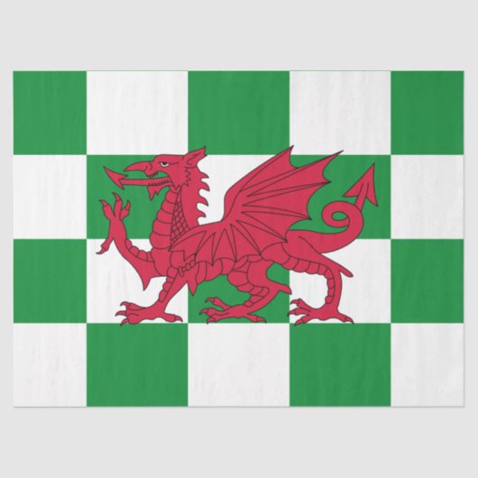 Mystieke Rode Keltische Draak Vlag van Wales Tissuepapier (Voorkant)