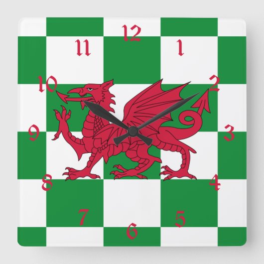 Mystieke Rode Keltische Draak Vlag van Wales Vierkante Klok (Voorkant)