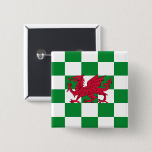 Mystieke Rode Keltische Drakenvlag van Wales Vierkante Button 5,1 Cm