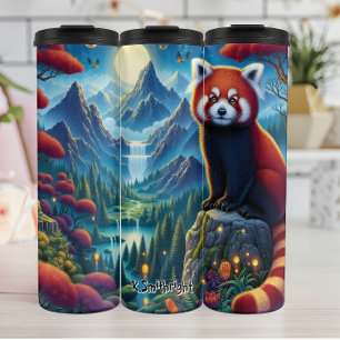 Mystieke rode panda in de bergen thermosbeker