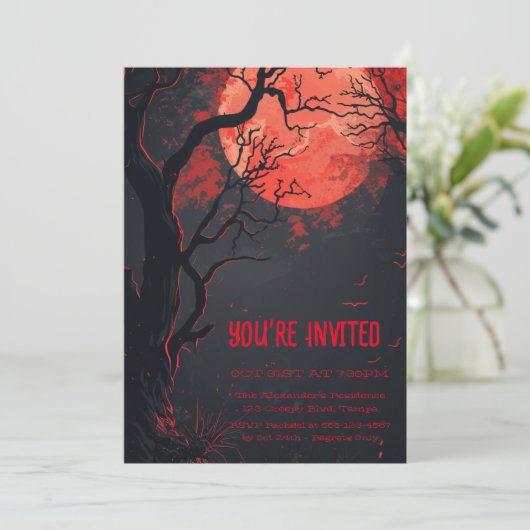Mystieke Rode Volle Maan Custom Kaart (Staand voorkant)