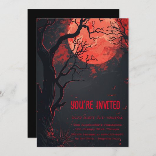 Mystieke Rode Volle Maan Custom Kaart (Voorkant / Achterkant)