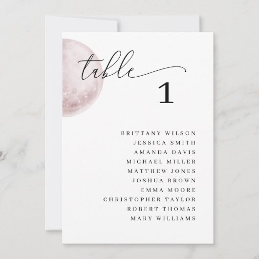 Mystieke Roze Maan Zitting Grafiek. Elegante bruil Kaart (Voorkant)